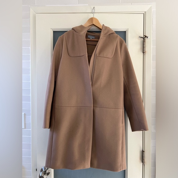 COS  Hooded Camel Duffel Coat, Wool Blend - Picture 2 of 8